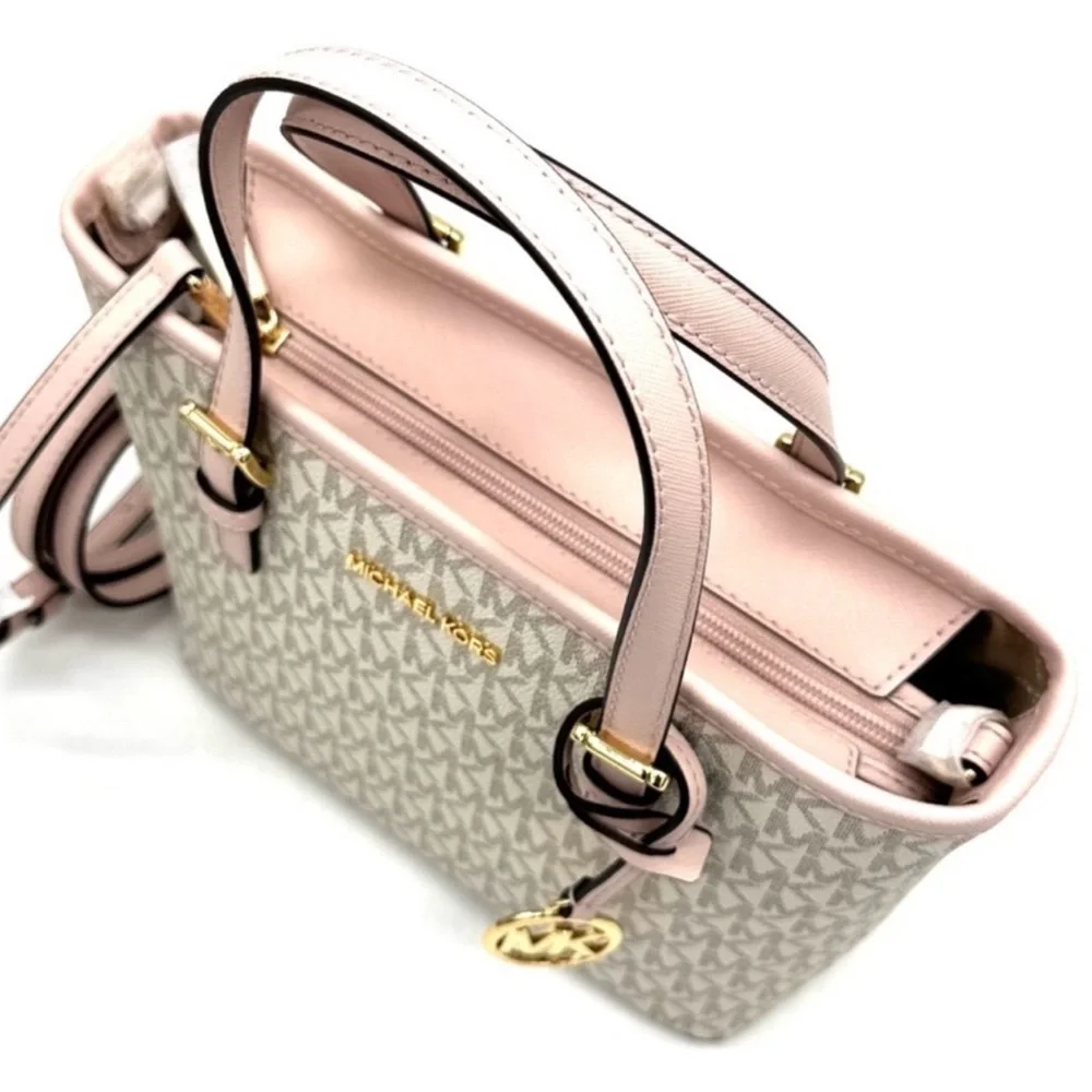 Michael Kors Jet Set Travel Top-Zip Tote Bag & Trifold Wallet Powder Blush Set